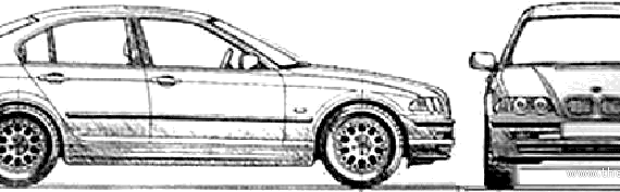 BMW 323i SE (E46) (1998) - БМВ - чертежи, габариты, рисунки автомобиля