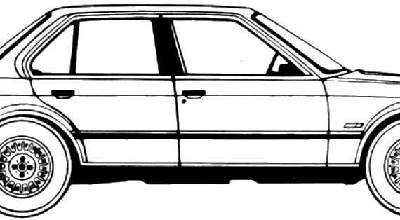 BMW 325i 4-Door (1988) - БМВ - чертежи, габариты, рисунки автомобиля