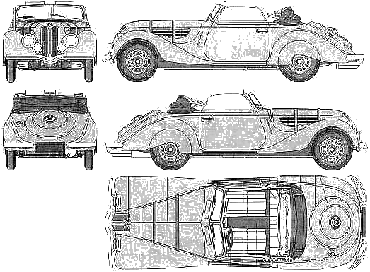 BMW 327 (1939) - БМВ - чертежи, габариты, рисунки автомобиля