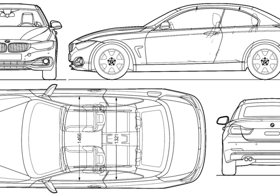 BMW 4-Series Cabrio (2014) - БМВ - чертежи, габариты, рисунки автомобиля