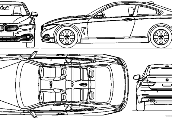 BMW 4-Series Coupe (2013) - БМВ - чертежи, габариты, рисунки автомобиля