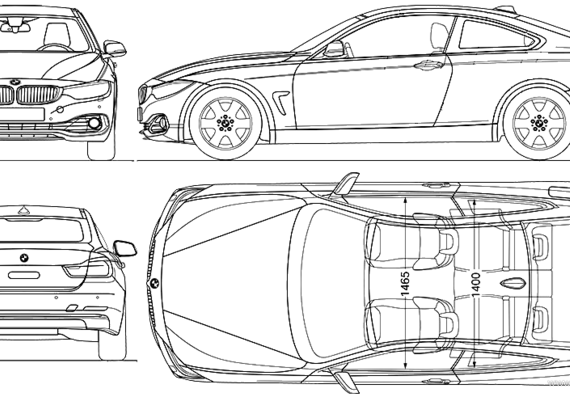 BMW 4-Series (F32) (2013) - БМВ - чертежи, габариты, рисунки автомобиля