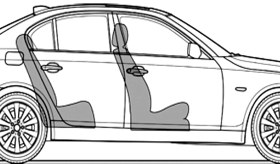 BMW 5-Series 525d (E60) (2007) - БМВ - чертежи, габариты, рисунки автомобиля