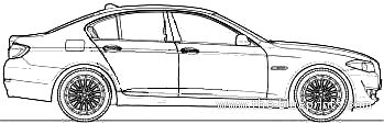 BMW 5-Series 535i (E61) (2010) - БМВ - чертежи, габариты, рисунки автомобиля