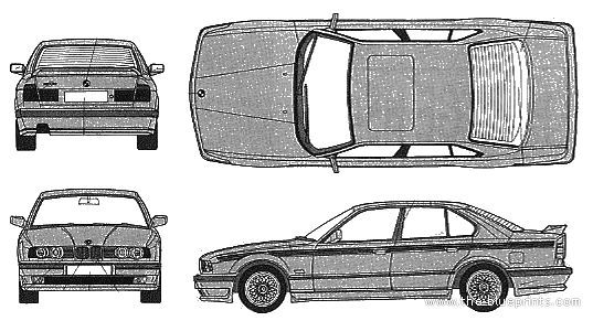 BMW 5-Series 535i Hartage H5-24 (E34) - BMW - drawings, dimensions, car drawings