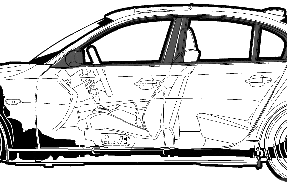 BMW 5-Series 545i (E61) (2006) - БМВ - чертежи, габариты, рисунки автомобиля