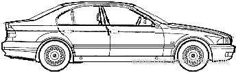 BMW 5-Series (E39) - БМВ - чертежи, габариты, рисунки автомобиля