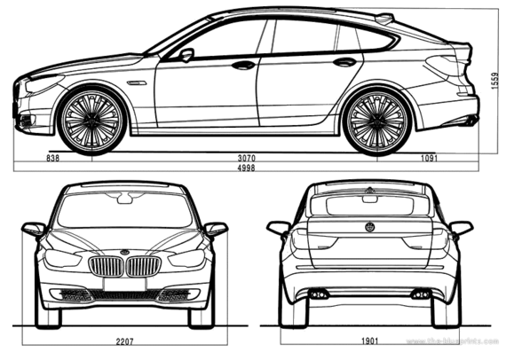 BMW 5-Series GT Concept (F07) - БМВ - чертежи, габариты, рисунки автомобиля