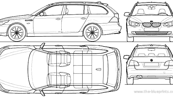BMW 5-Series Touring (E61) (2010) - БМВ - чертежи, габариты, рисунки автомобиля