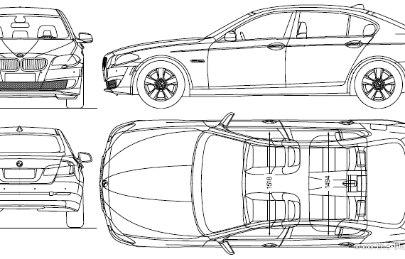 BMW 530iL (2012) - БМВ - чертежи, габариты, рисунки автомобиля