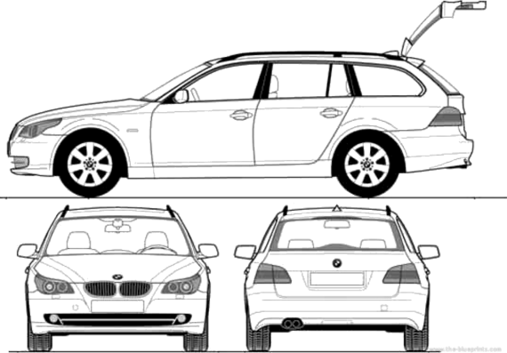 BMW 535i Touring (2013) - БМВ - чертежи, габариты, рисунки автомобиля