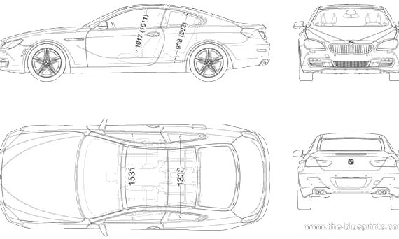 BMW 6-Series (2011) - БМВ - чертежи, габариты, рисунки автомобиля