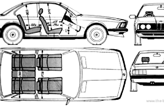 BMW 6-Series 630 CS (E24) (1976) - БМВ - чертежи, габариты, рисунки автомобиля