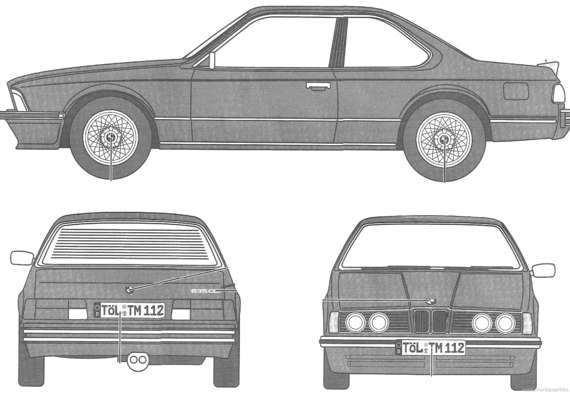 BMW 6-Series 635 CSI (E24) (1987) - БМВ - чертежи, габариты, рисунки автомобиля