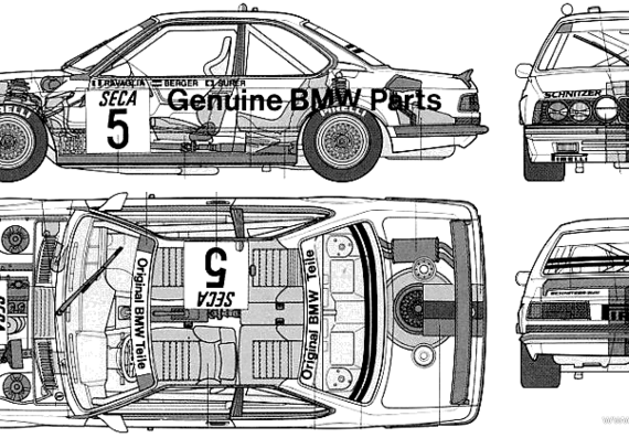 BMW 6-Series 635 CSI Gr.A (E24) (1983) - БМВ - чертежи, габариты, рисунки автомобиля