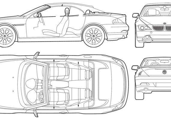 BMW 6-Series Convertible (E63) - БМВ - чертежи, габариты, рисунки автомобиля