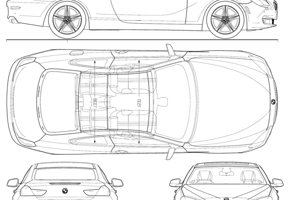 BMW 6-Series Coupe (F13) (2011) - БМВ - чертежи, габариты, рисунки автомобиля