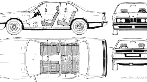 BMW 6-Series (E24) - БМВ - чертежи, габариты, рисунки автомобиля