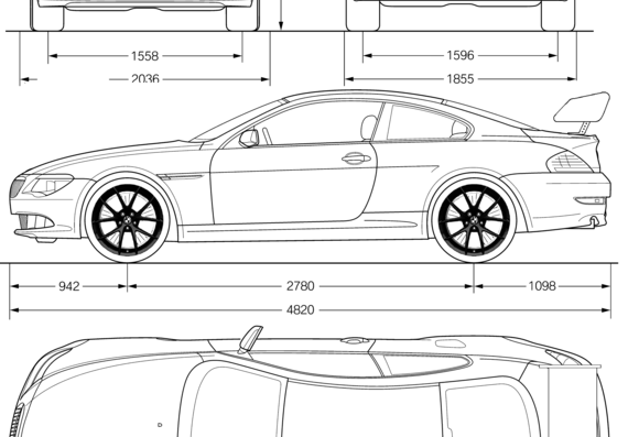 BMW 6-Series (E63) Tuned (2008) - БМВ - чертежи, габариты, рисунки автомобиля