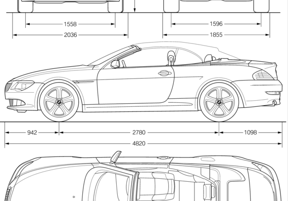BMW 6-series Convertible (E63) (2008) - BMW - drawings, dimensions, pictures of the car