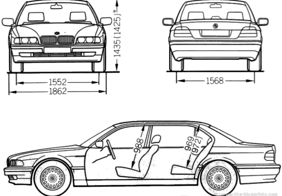 BMW 7-Series 750Li (E38) - БМВ - чертежи, габариты, рисунки автомобиля