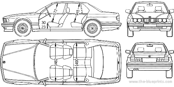 BMW 7-Series (E32) (1994) - БМВ - чертежи, габариты, рисунки автомобиля