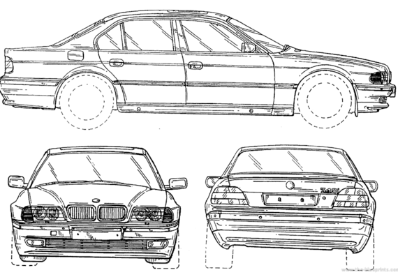 BMW 7-Series (E38) - БМВ - чертежи, габариты, рисунки автомобиля