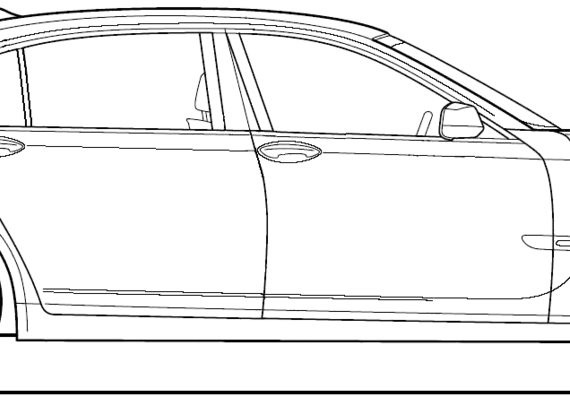 BMW 7-Series F01 (2008) - БМВ - чертежи, габариты, рисунки автомобиля
