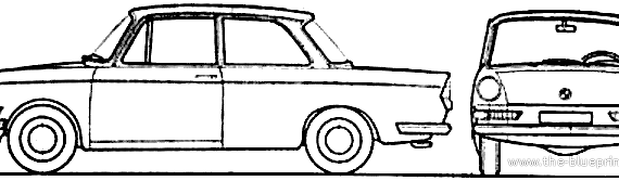 BMW 700 (1964) - БМВ - чертежи, габариты, рисунки автомобиля