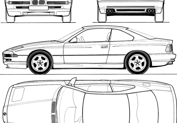 BMW 8-Series 850 csi (E31) - БМВ - чертежи, габариты, рисунки автомобиля