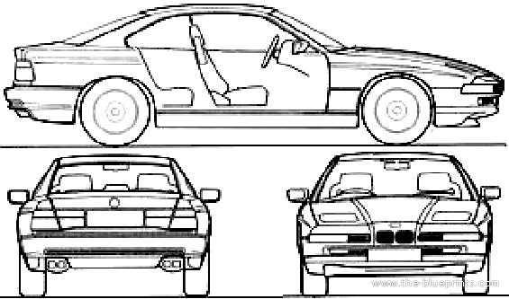 BMW 8-Series 850i (E31) (1997) - БМВ - чертежи, габариты, рисунки автомобиля