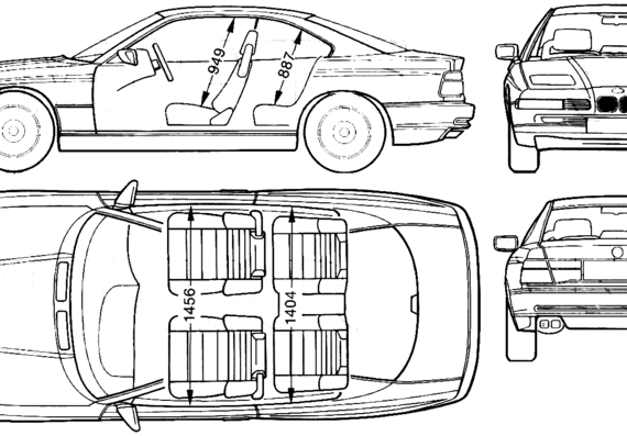 BMW 8-Series (E31) - БМВ - чертежи, габариты, рисунки автомобиля