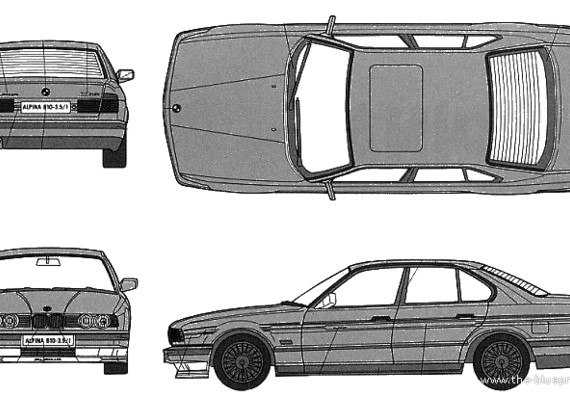 BMW Alpina B10-3.5 (E34) - БМВ - чертежи, габариты, рисунки автомобиля
