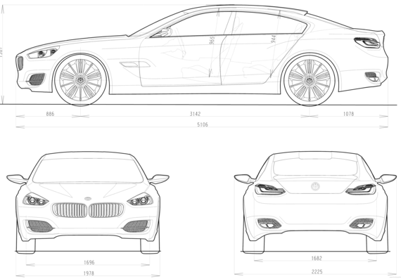 BMW Concept CS (2007) - БМВ - чертежи, габариты, рисунки автомобиля