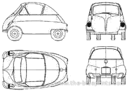 BMW Isetta - БМВ - чертежи, габариты, рисунки автомобиля
