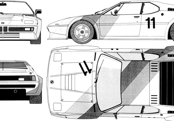 BMW M1 (E26) (1973) - БМВ - чертежи, габариты, рисунки автомобиля