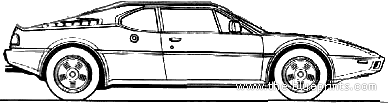 BMW M1 (E26) (1978) - БМВ - чертежи, габариты, рисунки автомобиля