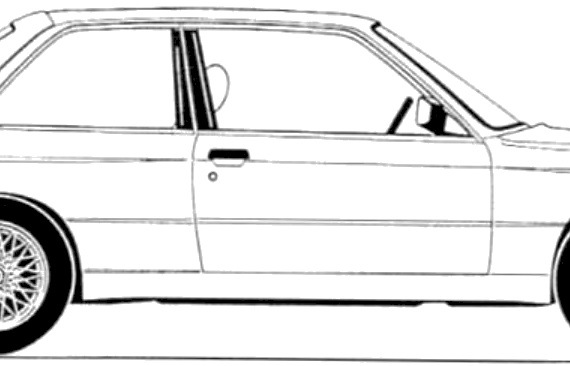 BMW M3 (1988) - БМВ - чертежи, габариты, рисунки автомобиля