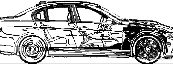 BMW M3 4-Door (E90) (2008) - БМВ - чертежи, габариты, рисунки автомобиля