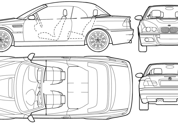 BMW M3 Convertible (E46) - БМВ - чертежи, габариты, рисунки автомобиля