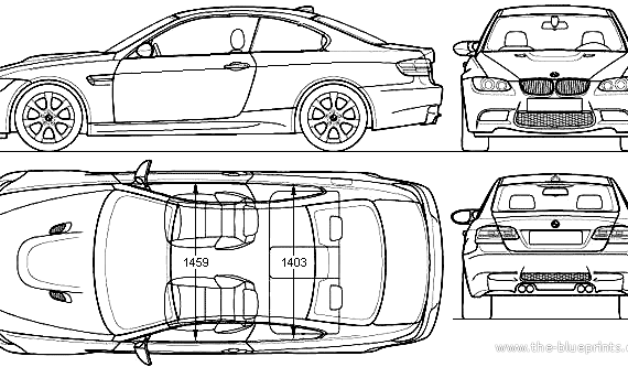 BMW M3 Coupe (E92) (2010) - БМВ - чертежи, габариты, рисунки автомобиля
