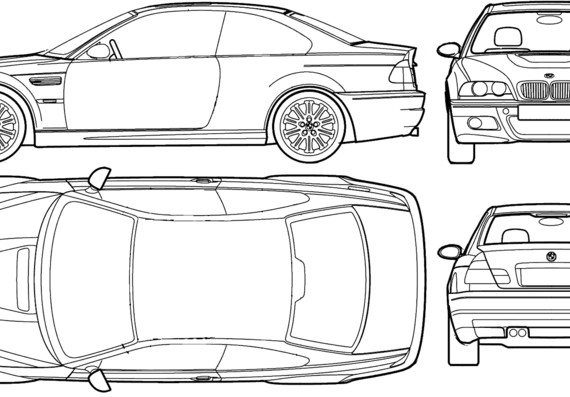 BMW M3 (E46) (2004) - БМВ - чертежи, габариты, рисунки автомобиля