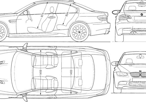 BMW M3 (E92) - БМВ - чертежи, габариты, рисунки автомобиля