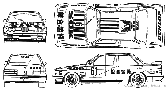 BMW M3 Group A Racing Car (E30) - BMW - drawings, dimensions, car drawings