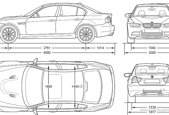 BMW M3 Limousine (E90) - БМВ - чертежи, габариты, рисунки автомобиля