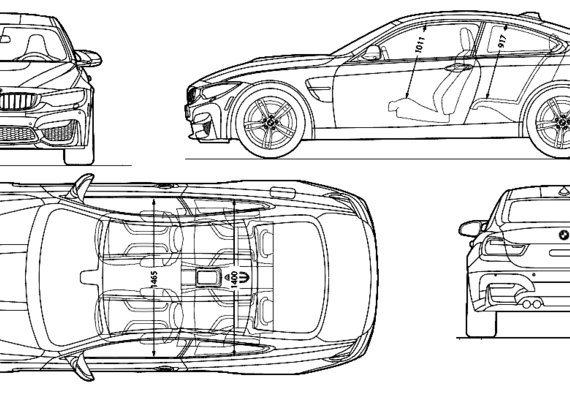 BMW M4 (2014) - БМВ - чертежи, габариты, рисунки автомобиля