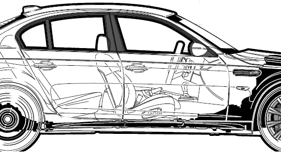 BMW M5 (E60) (2006) - БМВ - чертежи, габариты, рисунки автомобиля