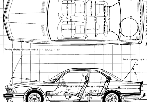 BMW M635i CSi (1989) - БМВ - чертежи, габариты, рисунки автомобиля