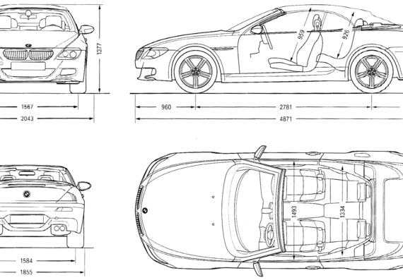 BMW M6 Convertible (E64) - БМВ - чертежи, габариты, рисунки автомобиля