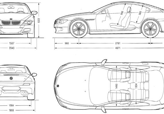 BMW M6 Coupe - БМВ - чертежи, габариты, рисунки автомобиля